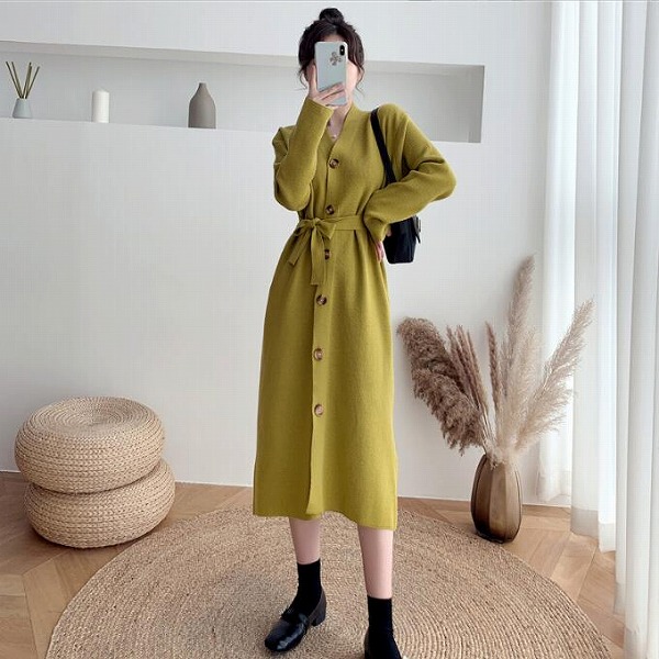 秋新しい ワンピース ロングワンピース レディース ニットワンピース ★ファッションドレス★S-XL