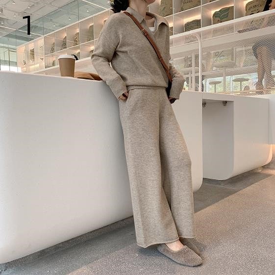 春新作 ニットセット　ふんわり 長袖　軽くてあたたかい 薄手 無地 シンプル 秋冬｜ドレミファソラ・ねこ