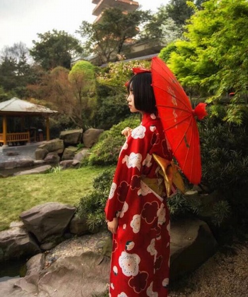 浴衣　cosplay　和服　レディース　ワンピース 花柄　可愛い　少女　レッド和服★花火大会