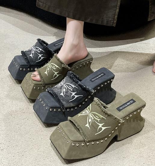シューズ 靴 サンダル ミュール 厚底 室外 ウェッジソール