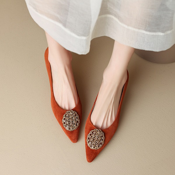 薄べったいヒールレトロパンプス レーディスファション靴 オシャレ一般受けパンプス