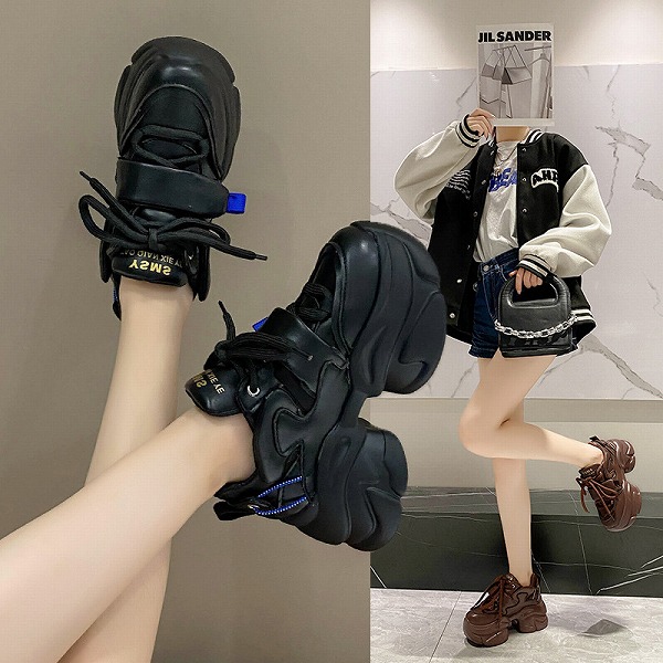 厚底カジュアルレシャースポーツ靴　レーディスファション商品　人気スニーカー