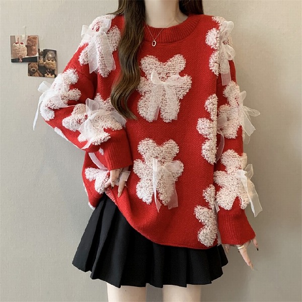 秋冬レディースファッション　ニットセーター　オシャレジャカード　人気カーディガン｜ドレミファソラ・ねこ