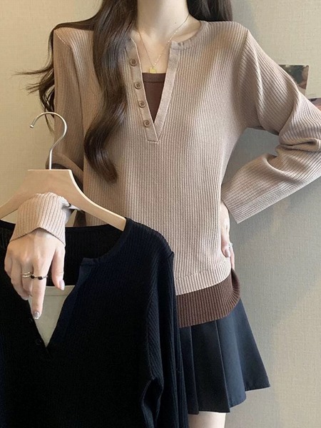 大きいサイズの長袖のニット上着　レーディスファション商品　カジュアル上着｜ドレミファソラ・ねこ