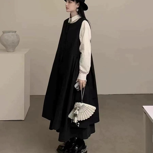 新作レディースファッション　大きいサイズ　ゆったり　オシャレノースリーブワンピース