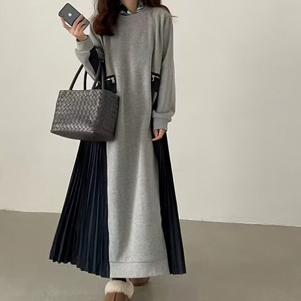 秋冬レディース流行り物 うつり変わり青写真 心地よい ゆったりロング衣装