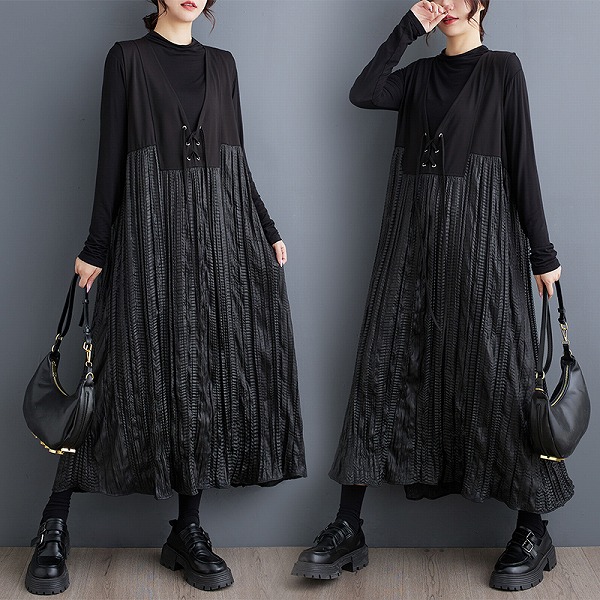 ゆったりとしたワンピース　袖なし　ファション商品　カジュアルワンピース