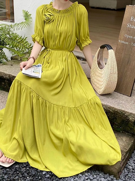 夏レディースファッション　カジュアル　ゆったり　おしゃれ　ロングワンピース