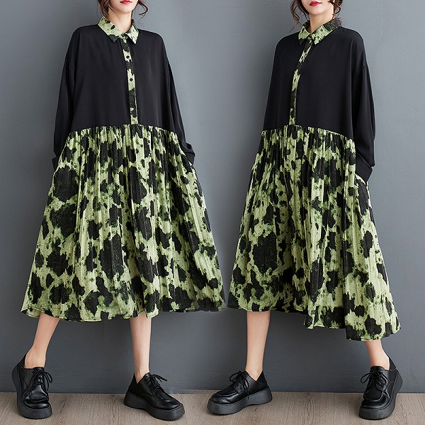 新作レディースファッション　ゆったり　カジュアル　オシャレ　着?せ　ワンピース｜ドレミファソラ・ねこ 12,770円