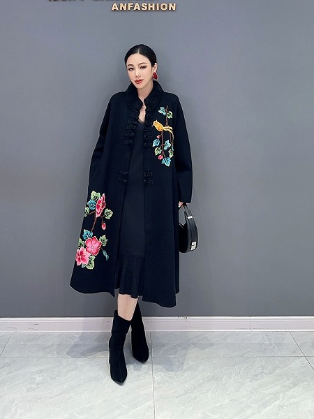 ニットカーディガンコート　花　レーディスファション洋服　おしゃれなコート｜ドレミファソラ・ねこ