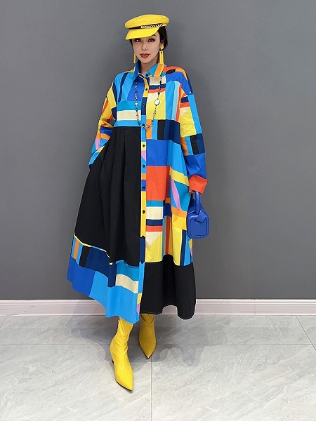 シャツ風ワンピース　おしゃれなロングシャツ　レーディスファション洋服