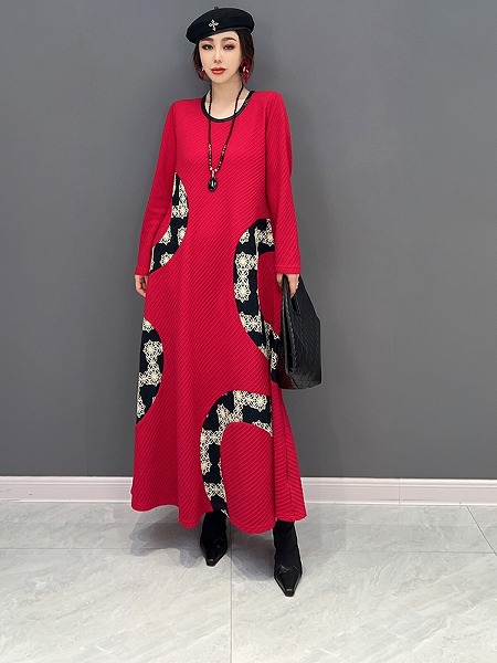 長袖ワンピース　おしゃれなニットワンピース　レーディスファション洋服｜ドレミファソラ・ねこ