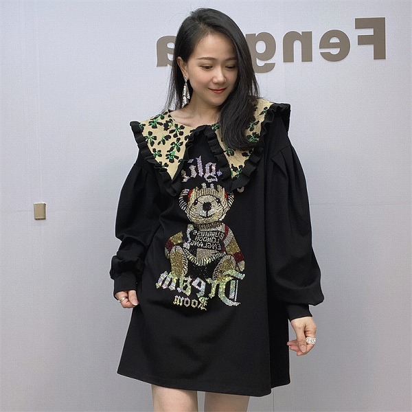 秋の長袖チュニックワンピース レーディスファション商品 個性的ブラウス|ドレミファソラ・ねこ