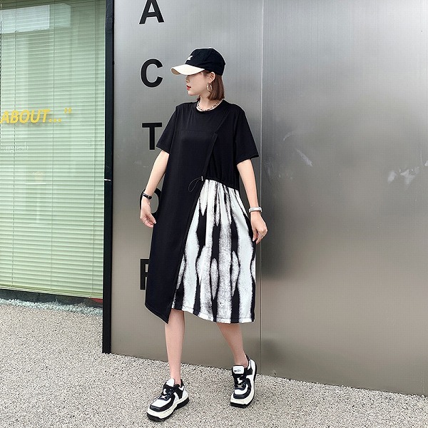 半袖夏の新着痩せ　ファッションワンピース　レーディスファション商品　ワンピース