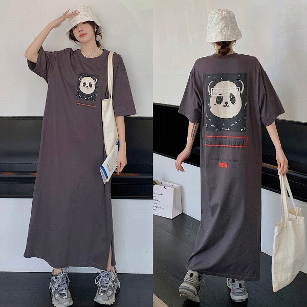 ゆったりサイズ Tシャツ風ワンピース ファション人気商品 カジュアルワンピース|ドレミファソラ・ねこ