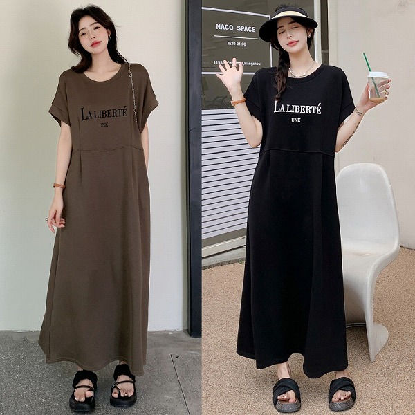ゆったりサイズ　Tシャツ風ワンピース　ファション人気商品　カジュアルワンピース