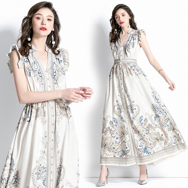 オリジナル春夏ワンピース プリントワンピース　レディースファション商品　人気ドレス