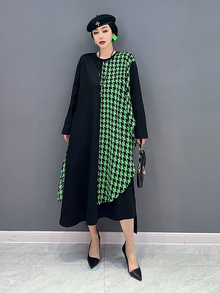 ワンピース　カジュアル千鳥格子　レディースファション服　おしゃれワンピース｜ドレミファソラ・ねこ