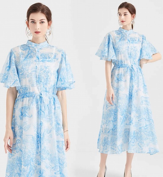 レディースファション服　おしゃれワンピース　ワンピース　プリントワンピース