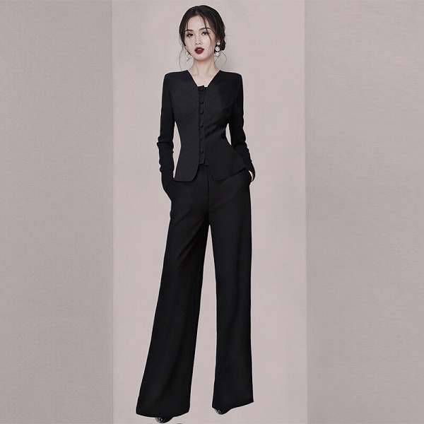 レディースファション服　ブファッション点セットファション服　Vネック　　OL通勤