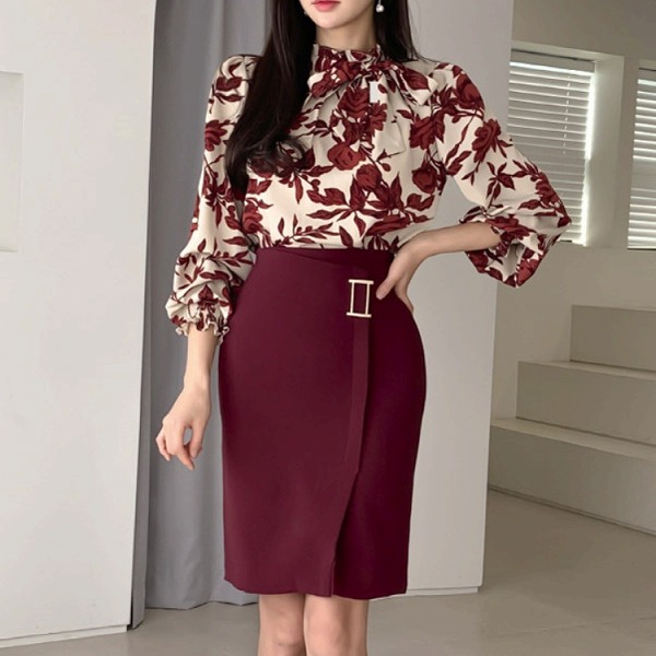 レディースファション服 2点仕掛ける プリントトップス スコート 心地よい商いもの
