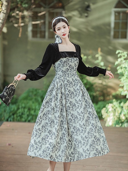 レディースファション服 花柄ワンピース ファションドレス おしゃれワンピース