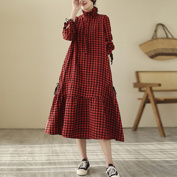 大きいサイズ綿麻ワンピースレディースファション服カジュアルワンピース|ドレミファソラ・ねこ