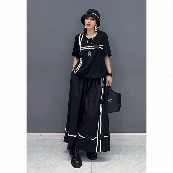 カジュアルTシャツとスカート2枚セット　レディースファション商品　人気セットアップ｜ドレミファソラ・ねこ 14,678円