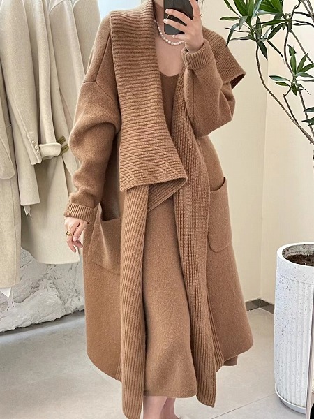 編み物開襟ゆったりジレー レディースファション商いもの ファションコート