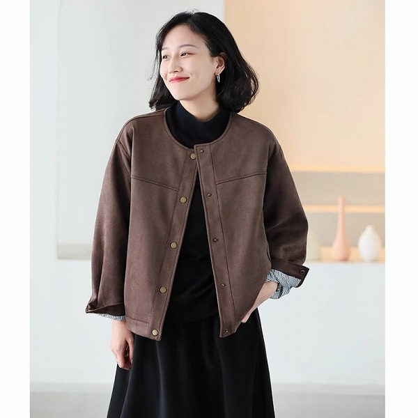 新作のゆったりとしたコート　ショートコート　レーディスファション商品　コート｜ドレミファソラ・ねこ