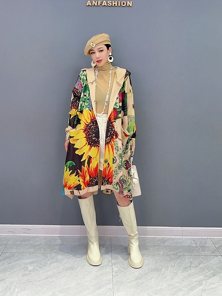 ニットカーディガン　レーディスファション洋服　フード付きコート　人気商品｜ドレミファソラ・ねこ