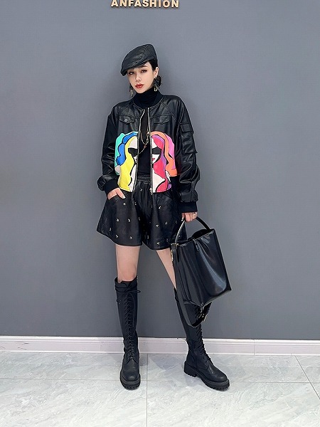PU皮コート 個性的トップス　ジャケット　レーディスファション洋服　人気トップス｜ドレミファソラ・ねこ