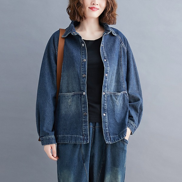 春と秋のカジュアルデニムジャケット　レーディスファション洋服　人気コート