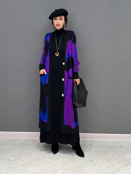 おしゃれニットコート　ロングカジュアル　レーディスファションコート　人気商品