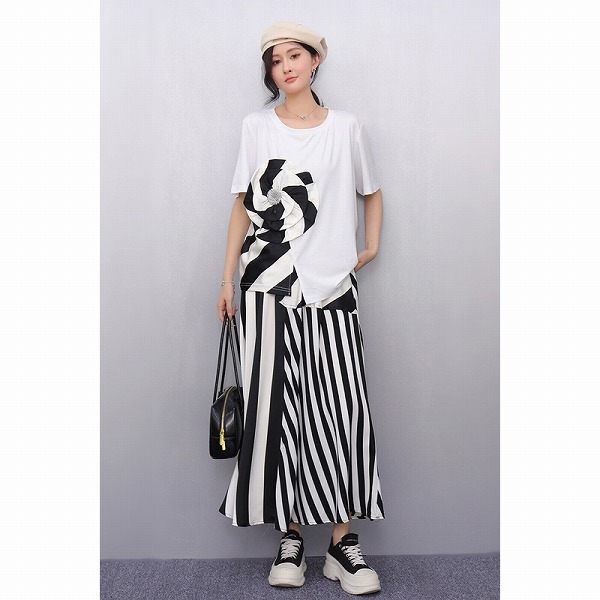 新作レディースファッション　プリント　tシャツトップス　半身スカート　上下2点セット
