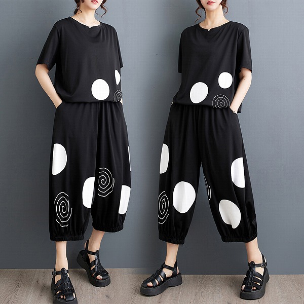 新作レディースファッション　カジュアル　ゆったり　ワイドパンツ　Tシャツ　上着