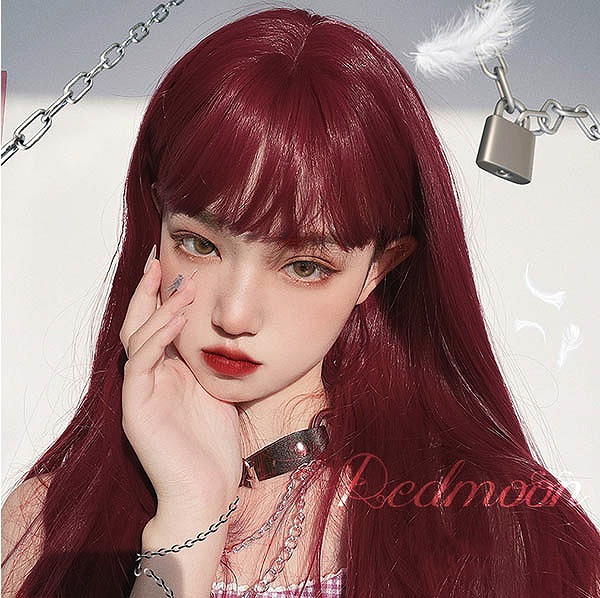 ウィッグロング赤髪ストレート