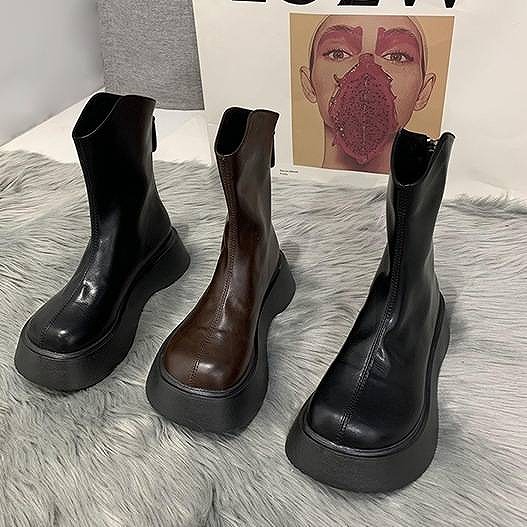 ショートブーツ5cmヒール厚底