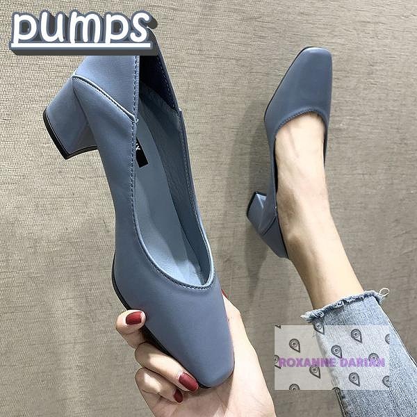 パンプススクエアトゥ4.5cmヒール
