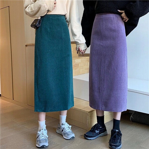 コーデュロイスカートロング丈