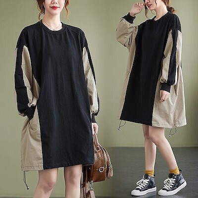 クルーネックスウェットセミロングトップス韓国ファッション秋服レディース大きいサイズスウェット長袖 9,530円