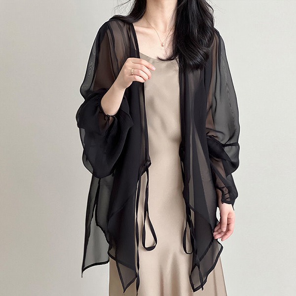 シースルーシフォンロングカーディガン