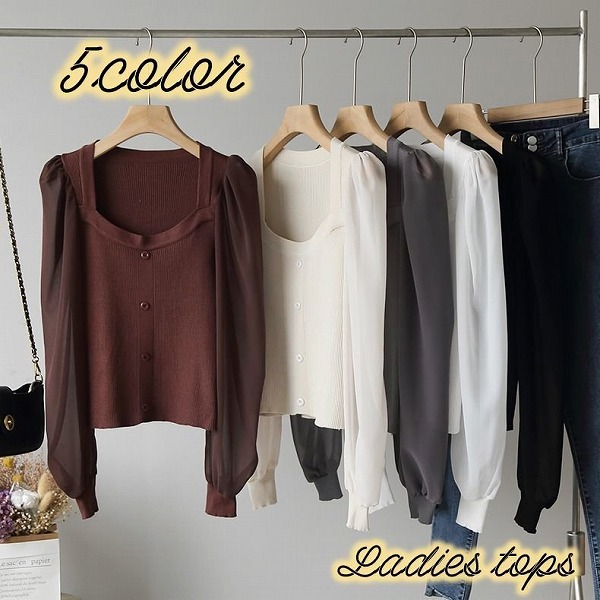 トップス ニット シフォンミックス
