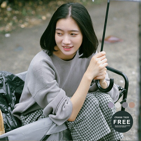 春カラー登場ゆるニットUネック