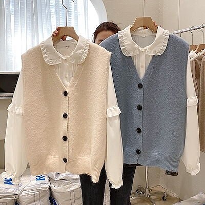 タートルネックニットベスト