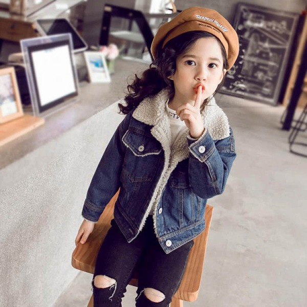韓国子供服デニムコート裹ボア