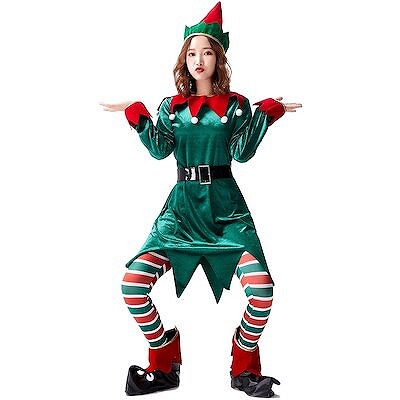 クリスマスの妖精衣演出衣大人のグリーンスーツ緑の妖精
