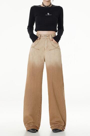 マーブルデニムズボンボトムスパンツジーンズジーパンストレートロングシンプルダンス衣装ヒップホップHI