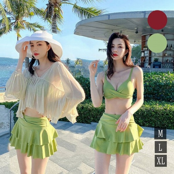 水着レディース3点セット夏小胸