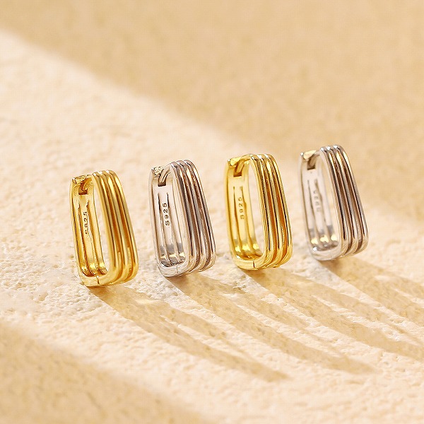 100％S925シルバー 　イヤーロブピアス 18K金メッキ JH-YHE0681 高品質アクセサリー